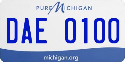 MI license plate DAE0100