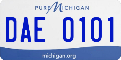 MI license plate DAE0101