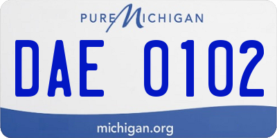 MI license plate DAE0102