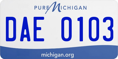 MI license plate DAE0103