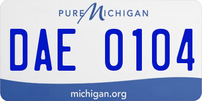 MI license plate DAE0104
