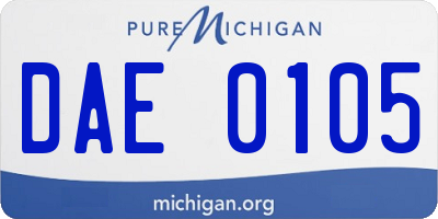 MI license plate DAE0105