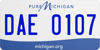 MI license plate DAE0107