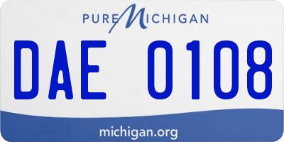 MI license plate DAE0108