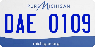 MI license plate DAE0109