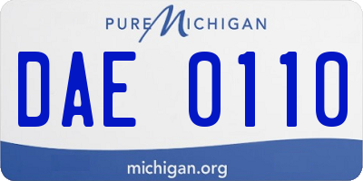 MI license plate DAE0110