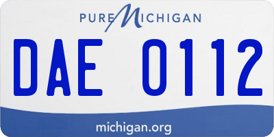 MI license plate DAE0112