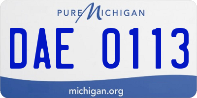 MI license plate DAE0113