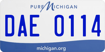 MI license plate DAE0114