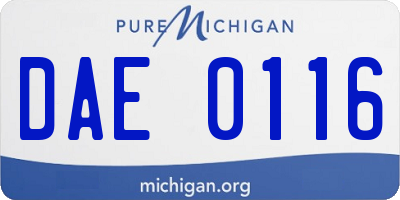 MI license plate DAE0116