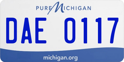 MI license plate DAE0117