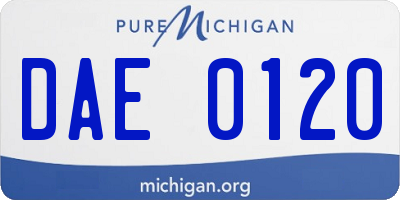MI license plate DAE0120