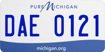 MI license plate DAE0121