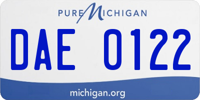 MI license plate DAE0122