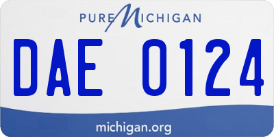 MI license plate DAE0124