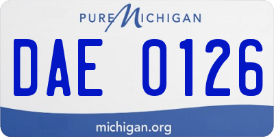 MI license plate DAE0126