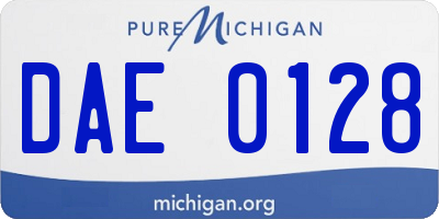 MI license plate DAE0128