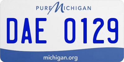 MI license plate DAE0129