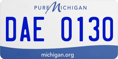 MI license plate DAE0130