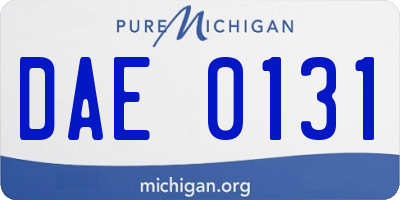 MI license plate DAE0131