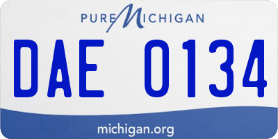 MI license plate DAE0134