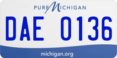MI license plate DAE0136