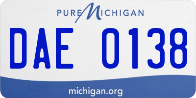 MI license plate DAE0138