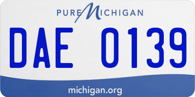 MI license plate DAE0139