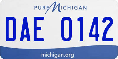 MI license plate DAE0142