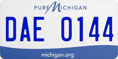 MI license plate DAE0144