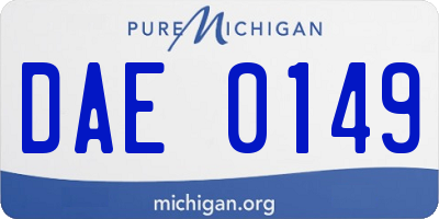 MI license plate DAE0149