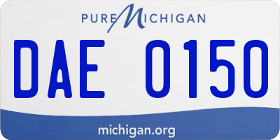 MI license plate DAE0150