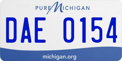 MI license plate DAE0154