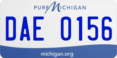 MI license plate DAE0156