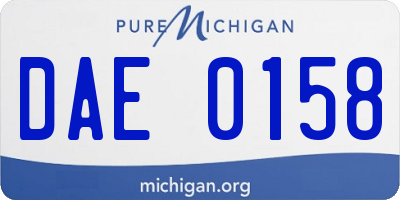 MI license plate DAE0158