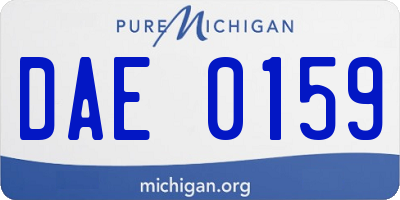 MI license plate DAE0159