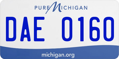 MI license plate DAE0160