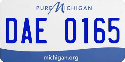 MI license plate DAE0165