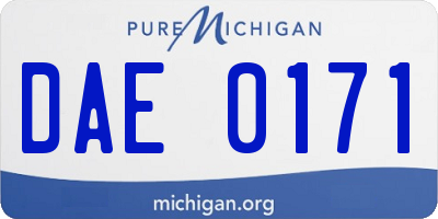 MI license plate DAE0171