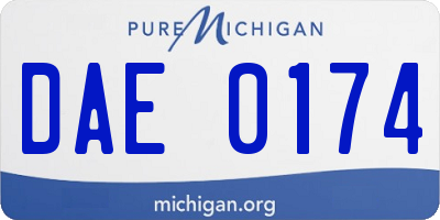 MI license plate DAE0174