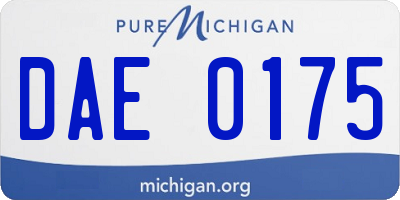 MI license plate DAE0175