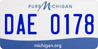 MI license plate DAE0178