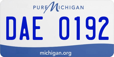 MI license plate DAE0192