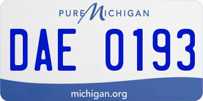 MI license plate DAE0193