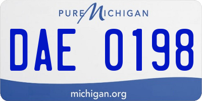 MI license plate DAE0198