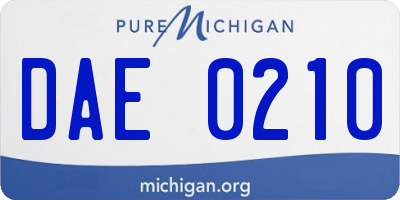MI license plate DAE0210