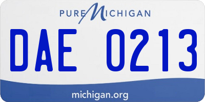 MI license plate DAE0213