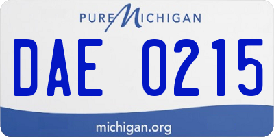 MI license plate DAE0215