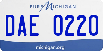 MI license plate DAE0220