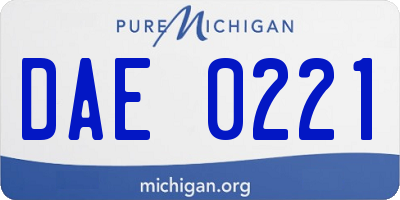 MI license plate DAE0221